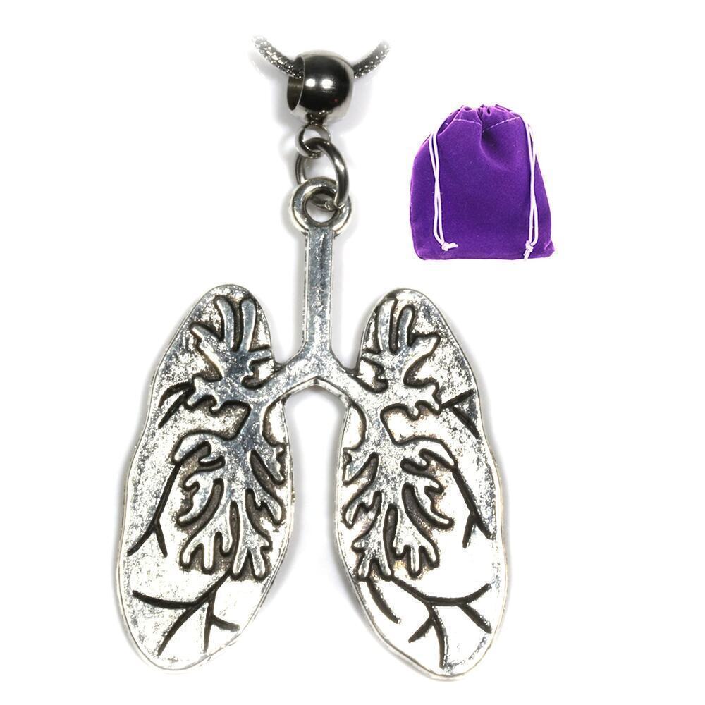 Lung Jewelry - Breathe with Breathe Charm on Lung Necklace